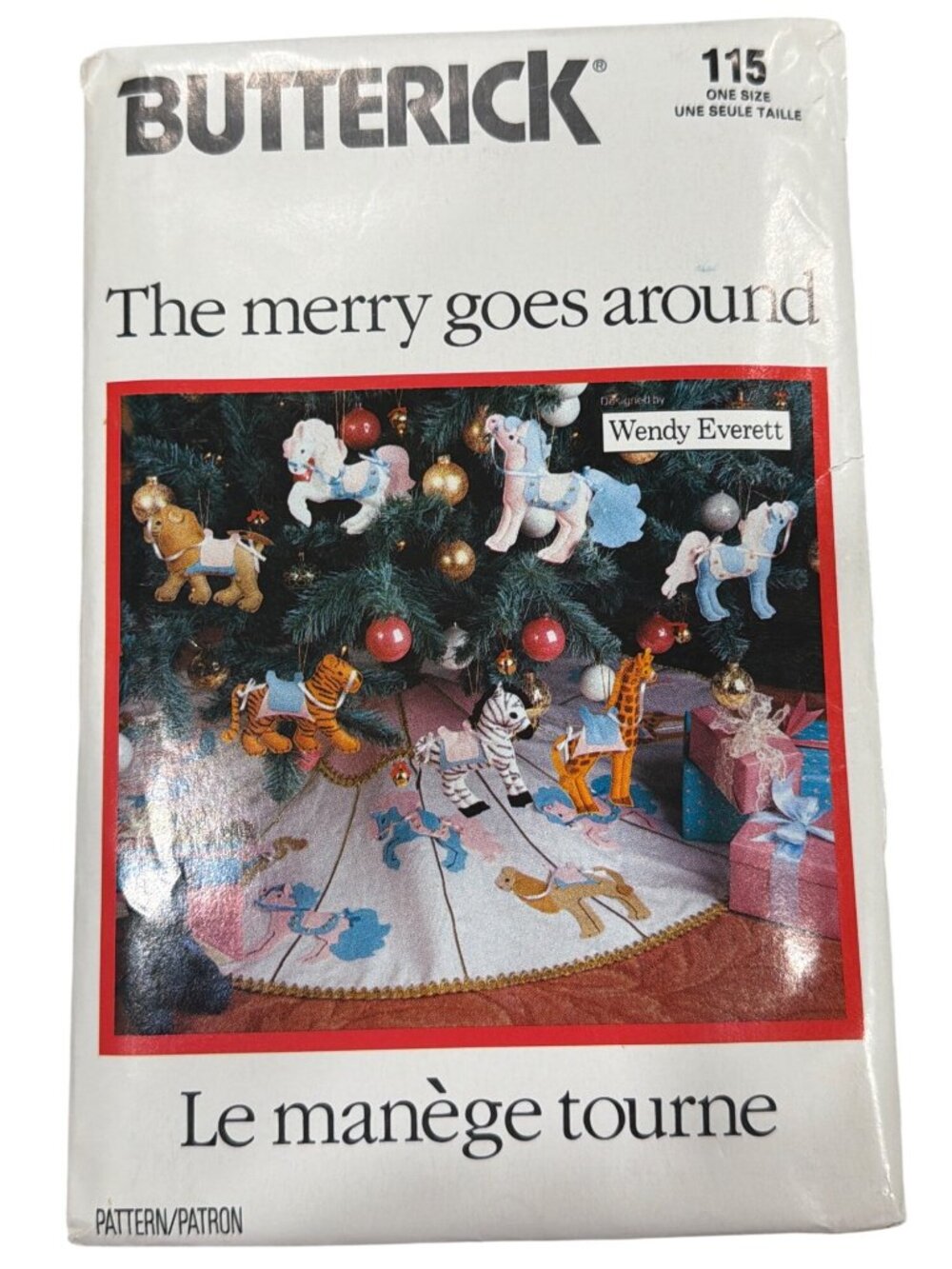 Butterick 115 Christmas Tree Skirt & Ornament Pattern Featuring Carousel Animals